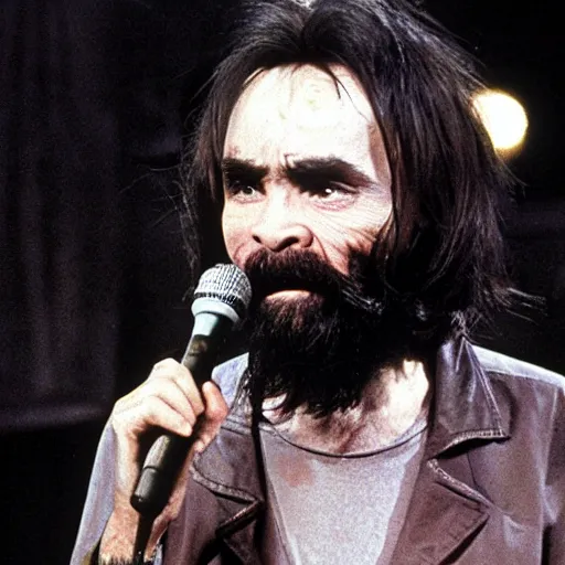 Prompt: charles manson singing with beatles, high quality photography, realistic, detailed, uncropped, face detail,