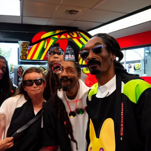 Image similar to snoop dogg visits burger king and starts a fight