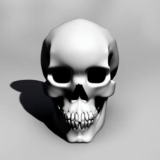 Prompt: a white cartoonish shaped skull with two holes in it, an ambient occlusion render, trending on zbrush central, photorealism, rendered in maya, ambient occlusion, zbrush.
