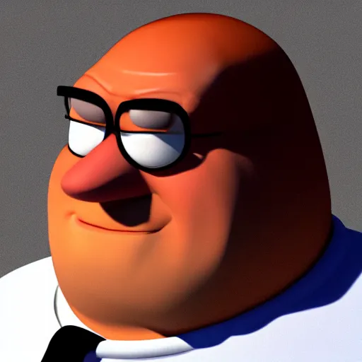 Prompt: 3 d ray traced rendering of peter griffin. 8 k, subsurface scattering, 4 0 0 0 samples, denoised