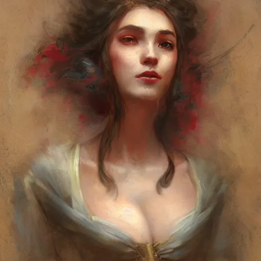 Image similar to Jean-Baptiste Monge and Solomon Joseph Solomon and Richard Schmid and Jeremy Lipking victorian genre painting portrait painting of a young beautiful woman marverl DC comic book character fantasy costume, red background