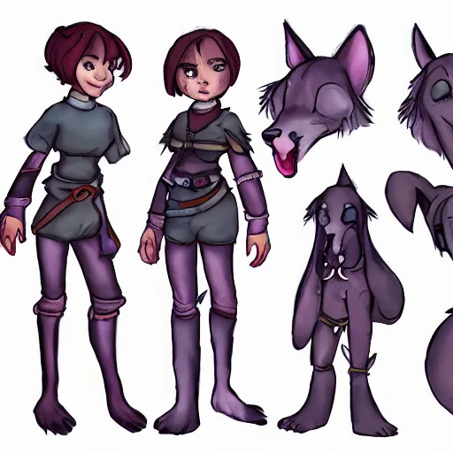 Prompt: character design sheet of cute fantasy world companion pet