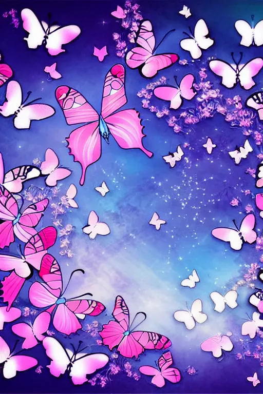 anime butterflies scenery wallpaper aesthetic only, | Stable Diffusion |  OpenArt