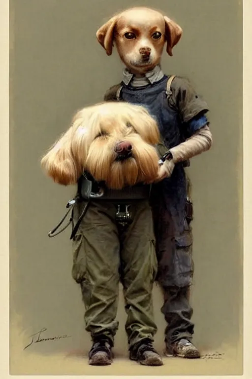 Image similar to (((((1950s boy and his robot box shaped k9 dog. muted colors.))))) by Jean-Baptiste Monge !!!!!!!!!!!!!!!!!!!!!!!!!!!