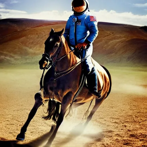 Prompt: Photograph of an astronaut riding a horse in a photo-realistic style
