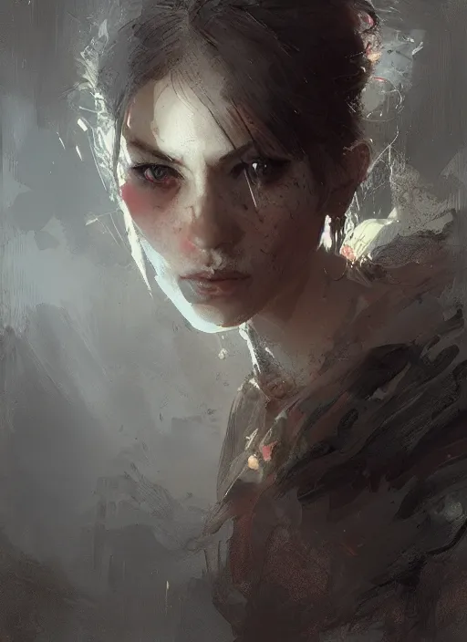 Image similar to female devil girl, beautiful face, rule of thirds, intricate outfit, spotlight, by greg rutkowski, by jeremy mann, digital painting