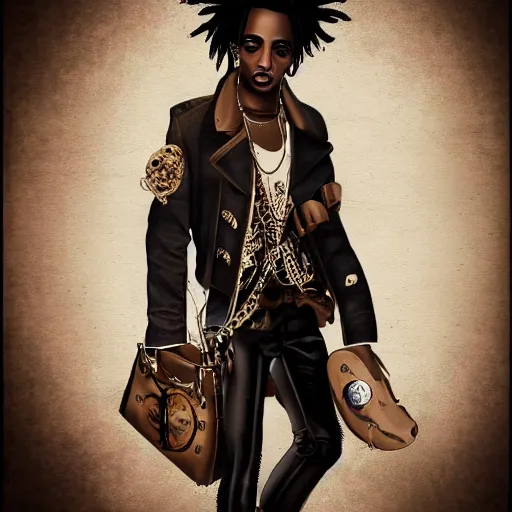 Image similar to playboi carti in steampunk style digital art 4 k the detailed super realistic