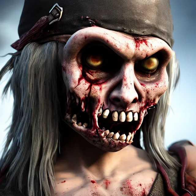 Image similar to perfectly centered close up portrait, zombie pirate, highly detailed, character concept, unreal engine 5, candid photography, by anne stokes