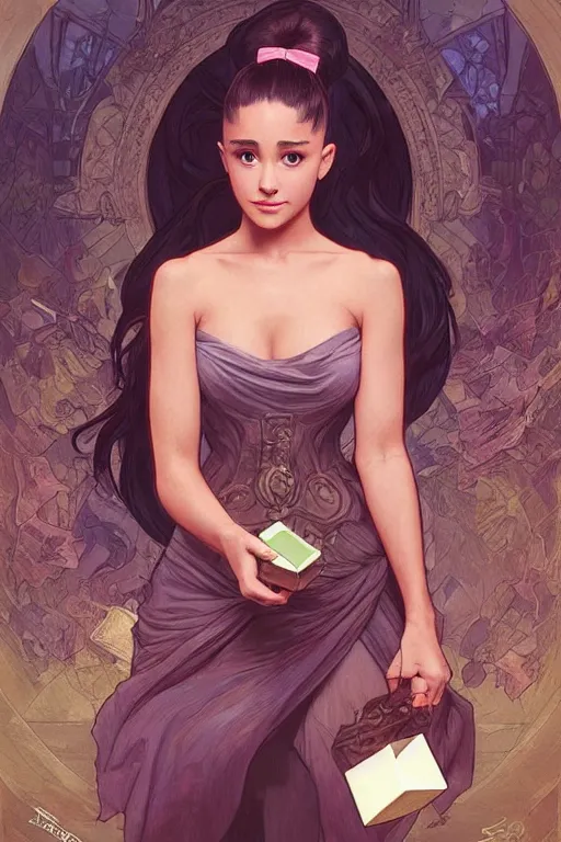 Prompt: beautiful cottagecore Ariana Grande holding a cube , intricate, elegant, •ff94b5. highly detailed, digital painting, artstation, concept art, smooth, sharp, focus, illustration, art by artgerm and greg rutkowski and alphonse mucha