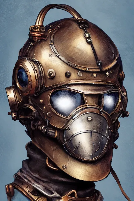 Image similar to steampunk helmet fantasy art mask robot ninja stylized digital illustration sharp focus, elegant intricate digital painting artstation concept art global illumination ray tracing advanced technology chaykin howard and campionpascale and cooke darwyn and davis jack