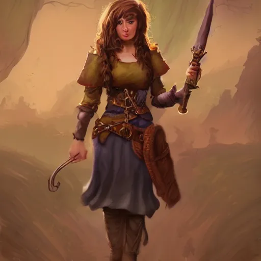 Image similar to brunette irish elementary school teacher, small, cute, dnd character, portrait, matte fantasy painting, deviantart artstation, by jason felix by steve argyle by tyler jacobson