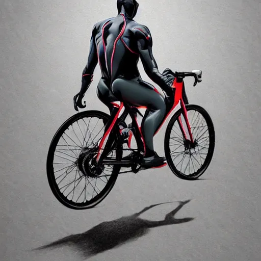 Image similar to humanoid on bicycle artstation unreal