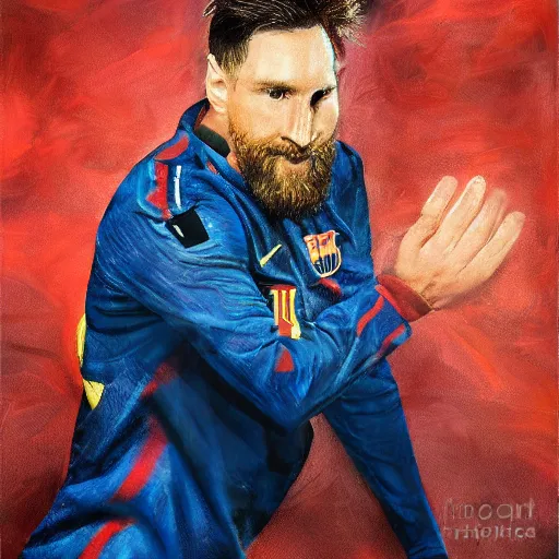 Image similar to a portrait of Lionel Messi, Photo, studio lighting, realistic