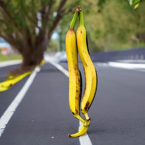 Prompt: banana skin with legs walks away