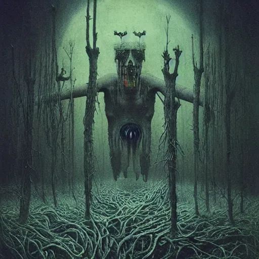 Image similar to running demons, by beksinski and tristan eaton, dark neon trimmed beautiful dystopian digital art