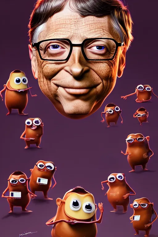 Image similar to bill gates face bill gates as the california raisins, hyper detailed, digital art, artstation, cinematic lighting, studio quality, smooth render, by peter mohrbacher, hajime sorayama, wayne barlowe, boris vallejo, aaron horkey, gaston bussiere, craig mullins