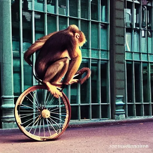 Prompt: “Monkey on a unicycle, in the middle of a busy town square, Ghibli”