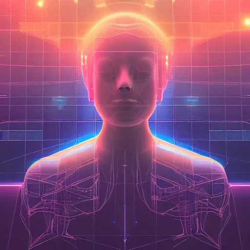 Image similar to artificial intelligence bestowing enlightenment upon mankind in the style of beeple, cyberpunk, futuristic, 8 k resolution, trending on artstation, cg society, award winning