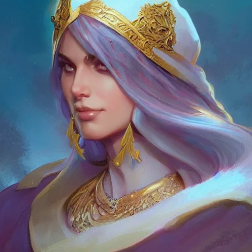 Prompt: persian princess, D&D, painted fantasy character portrait, highly detailed, digital painting, artstation, concept art, sharp focus, illustration, art by artgerm and greg rutkowski and alphonse mucha