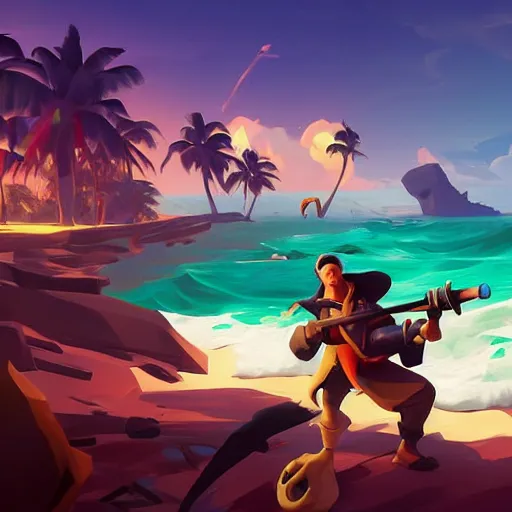 Image similar to painting treasure on sea of thieves game smooth median photoshop filter cutout vector, behance hd by jesper ejsing, by rhads, makoto shinkai and lois van baarle, ilya kuvshinov, rossdraws global illumination