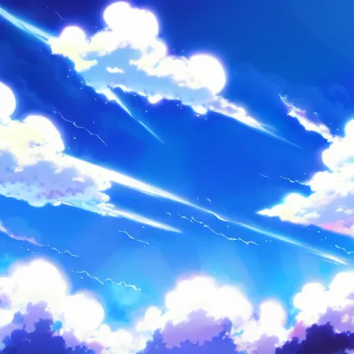 Prompt: epic anime clouds, high colored, blue sky