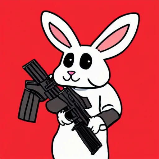 Prompt: Buns with guns, Rabbits with firearms.