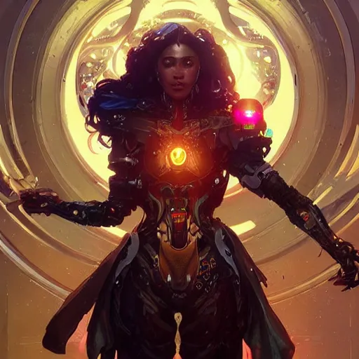 Image similar to cyborg warlock entanglement milky way, epic lighting, sketch illustration, concept art, ultra detailed, art by artgerm and greg rutkowski and alphonse mucha