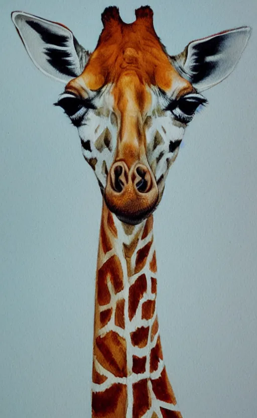 Image similar to aquarell painting of a giraffe, white background