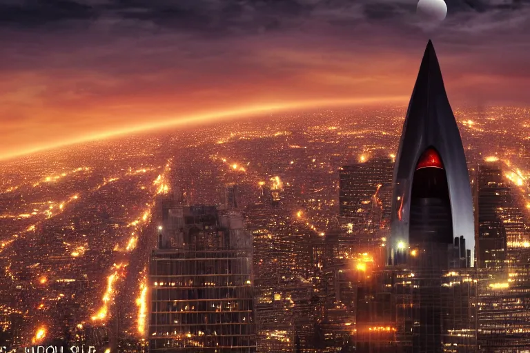 Prompt: a photo of the eye of sauron on top of trump tower, digital art, 8k, UHD