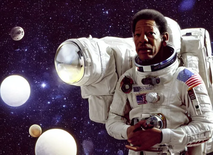 Image similar to a film still of morgan freeman in 2 0 0 1 space oddity