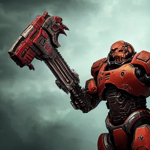 Image similar to doom slayer from doom eternal, photography