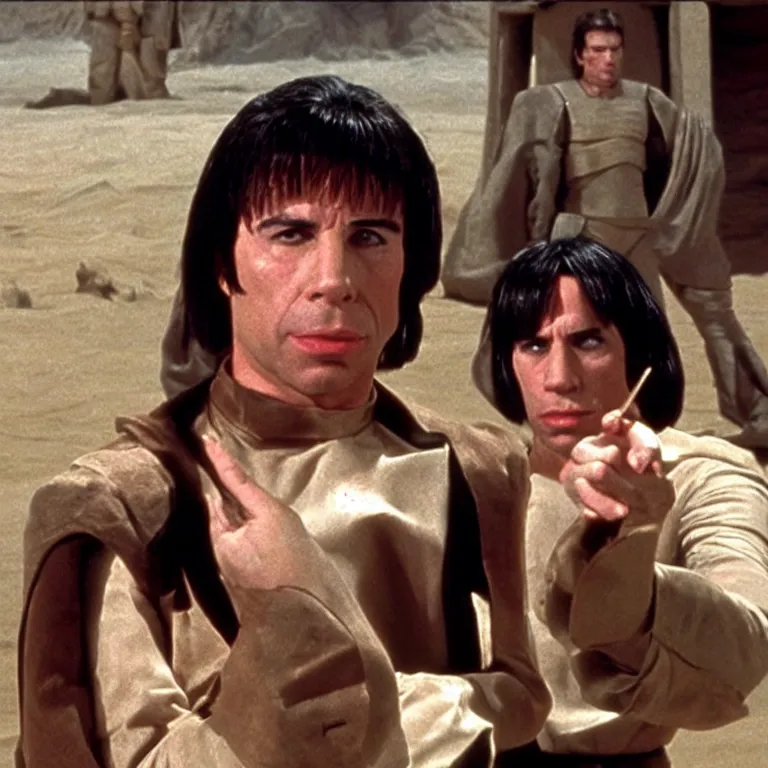 Image similar to Confused john travolta from pulp fiction, on tatooine