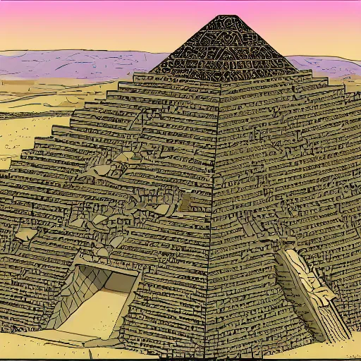 Image similar to pyramid ziggurat built around atop a gigantic reptile tortoise highly detailed concept art schematic, Laurie Greasley