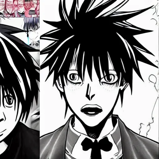 Image similar to 2 1 savage in death note style anime