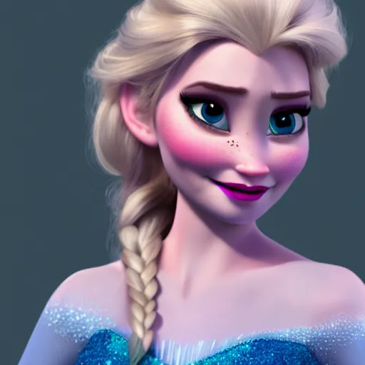 Image similar to elsa from frozen as real woman, hyper detailed, digital art, trending in artstation, cinematic lighting, studio quality, smooth render, octane rendered