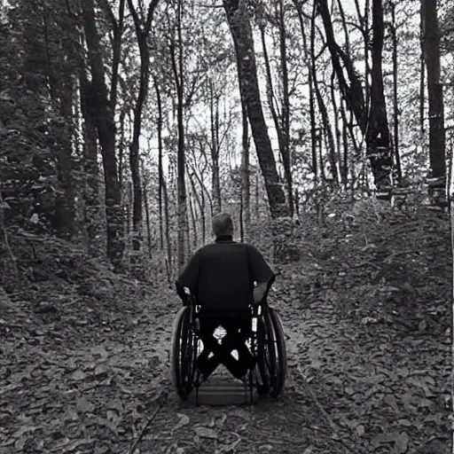 Image similar to “A Disabled man in a wheelchair caught on Trail cam, midnight”