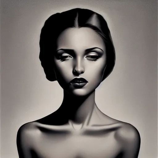 Prompt: a painting of a beautiful woman, an ultrafine detailed painting by rafal olbinski, behance contest winner, pop surrealism, detailed painting, very detailed, minimalist, airbrush art