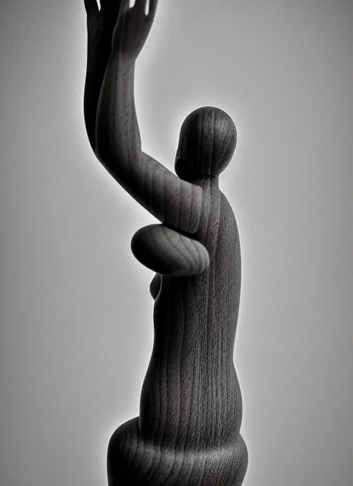 Image similar to still wooden figurine of a human, personification, detailed product photo, 8 k, 8 5 mm, f. 1 4, beautiful composition, x - ray aura monochrome