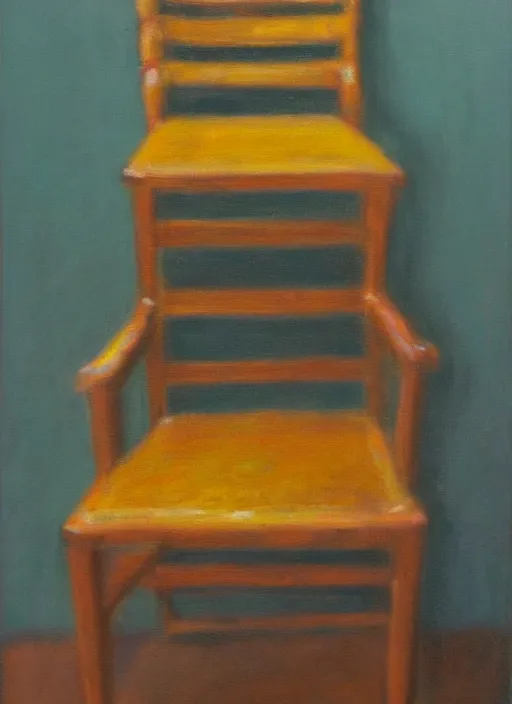 Prompt: chair, expired oil paint, depth