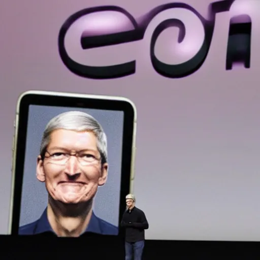 Prompt: an apple with the face of tim cook