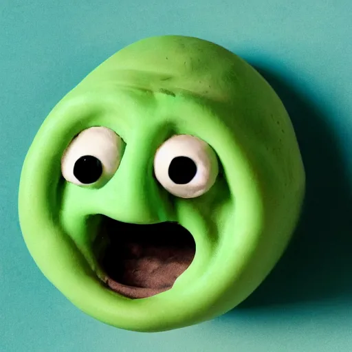 Prompt: mucus character, made of clay, claymation, green blob