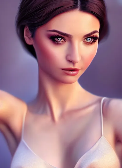 Image similar to a gorgeous greek female photo, professionally retouched, soft lighting, realistic, smooth face, full body shot, torso, dress, perfect eyes, sharp focus on eyes, 8 k, high definition, insanely detailed, intricate, elegant, art by artgerm and jason chan