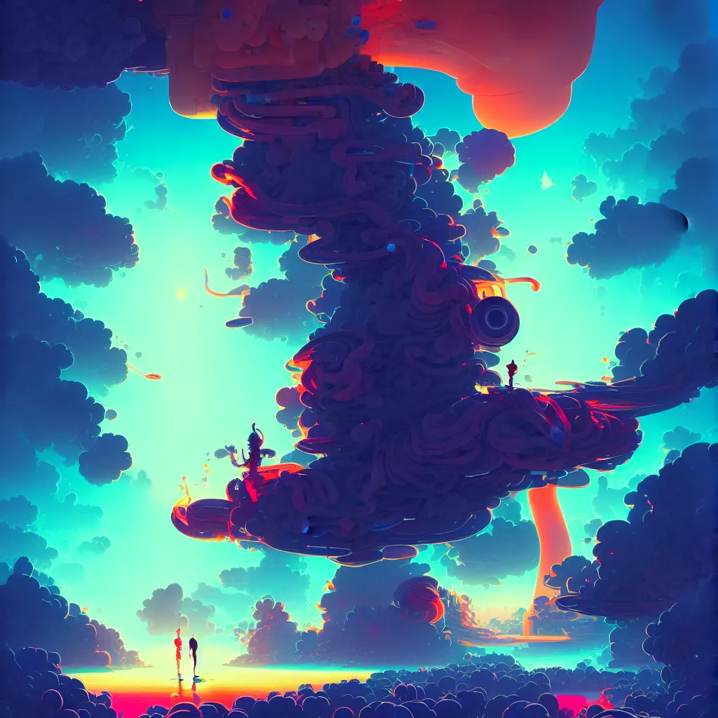 Image similar to a micro-service deployed to a datacenter, road, connector, defence, wall, cloud, security, cyber, attack vector, trending on Artstation, painting by Jules Julien, Leslie David and Lisa Frank and Peter Mohrbacher and Alena Aenami and Dave LaChapelle muted colors with minimalism