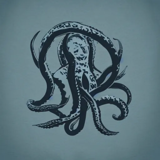 Image similar to “layered wooden silhouette of a kraken”