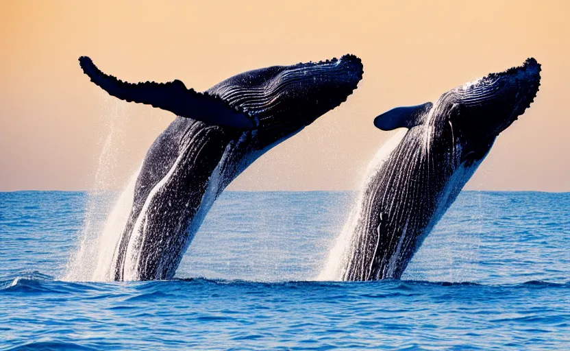 Image similar to whales jumping into sand dunes, photography