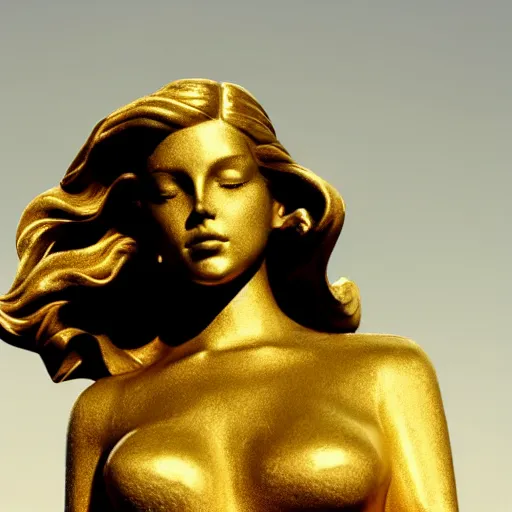 Image similar to golden statue of lana del rey