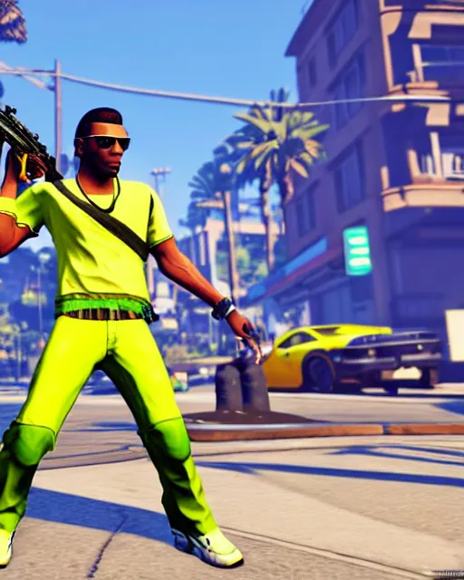 Prompt: gta 5, grand theft auto 5 cover art of lucio from overwatch