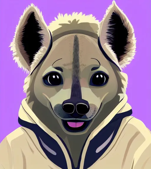 Image similar to digital detailed art of furry female hyena, in style of zootopia, fursona, furry, furaffinity, deviantart, wearing astronaut outfit, floating in space, space background, hyena fursona, cyberpunk, female, detailed face, style of artgerm,