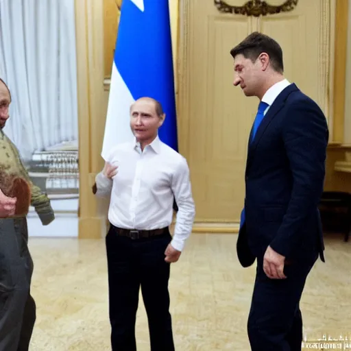 Prompt: zelensky giving Putin a wedgie