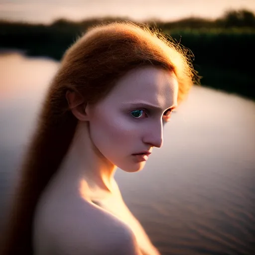 Prompt: photographic portrait of a stunningly beautiful lithuanian renaissance female in soft dreamy light at sunset, beside the river, soft focus, contemporary fashion shoot, hasselblad nikon, in a denis villeneuve and tim burton movie, by edward robert hughes, annie leibovitz and steve mccurry, david lazar, jimmy nelsson, extremely detailed, breathtaking, hyperrealistic, perfect face